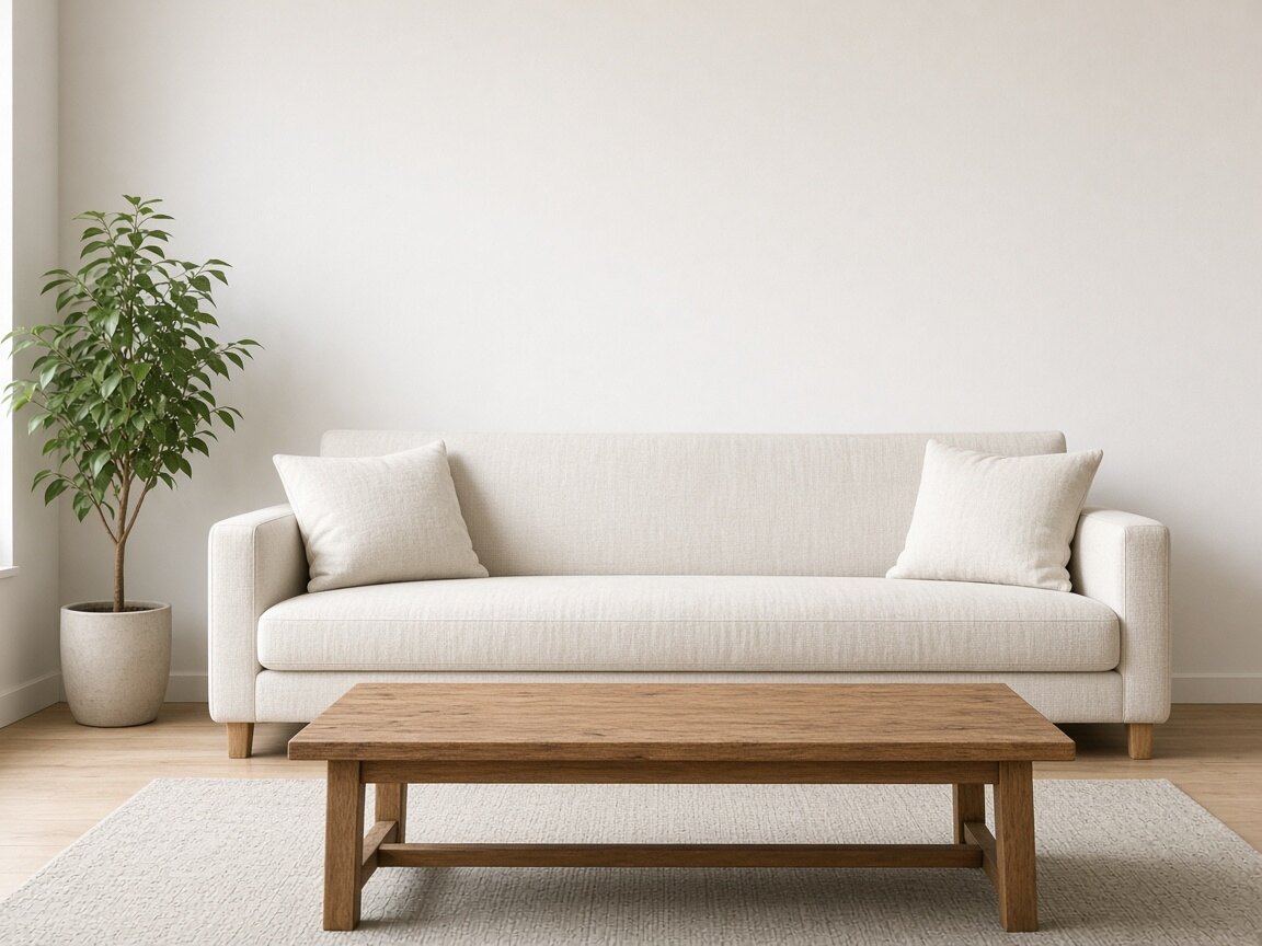 A living-room wall above a cream sofa (AI picture)
