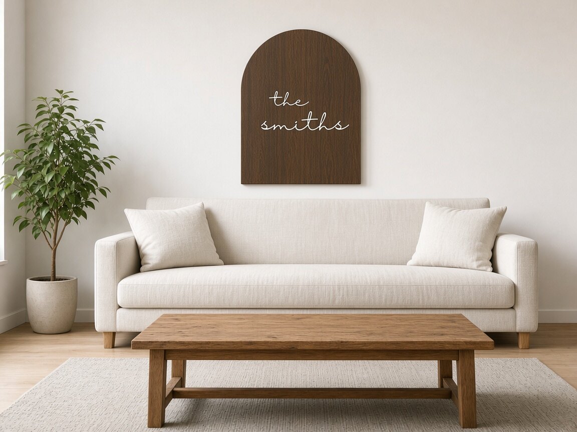 AI picture: Personalized Wedding Last Name Sign in a living-room wall