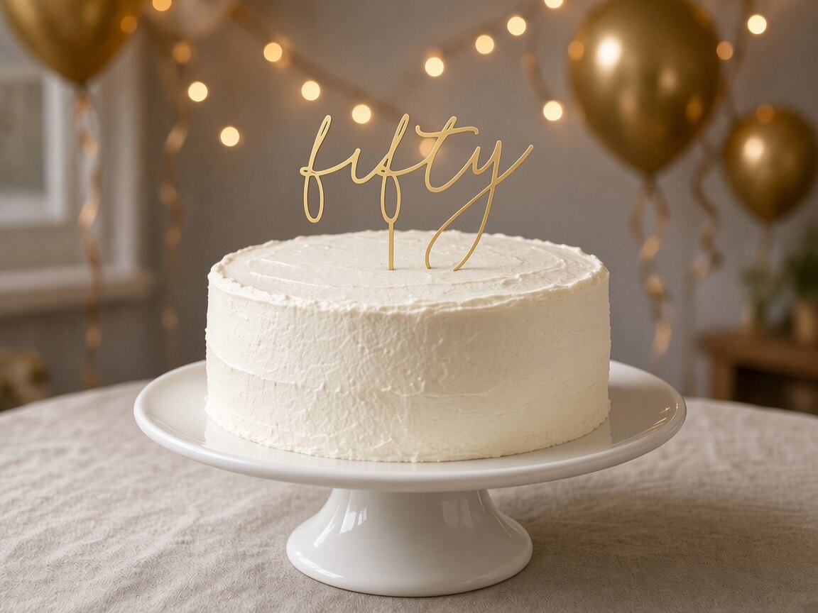 AI picture: Elegant 50 Cake Topper in a cake table